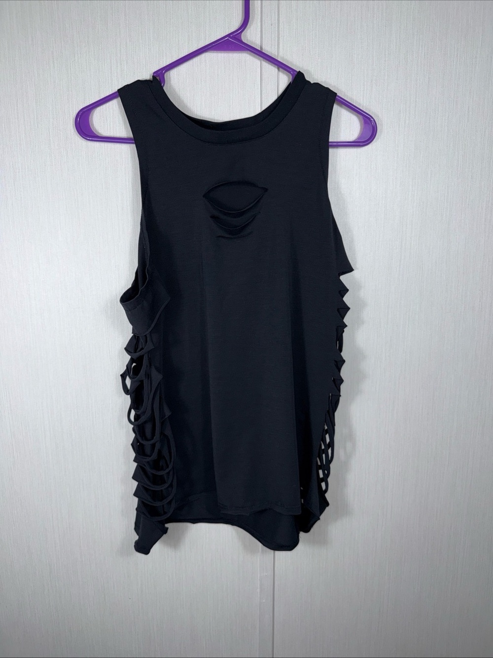 ALO YOGA CUT IT OUT LONG TANK Black Logo Athletic Workout Gym Training